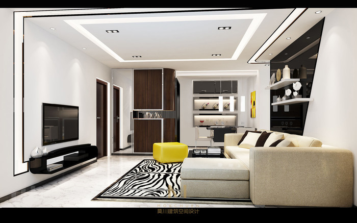 碧湖花園現(xiàn)代簡(jiǎn)約70平米裝修效果圖